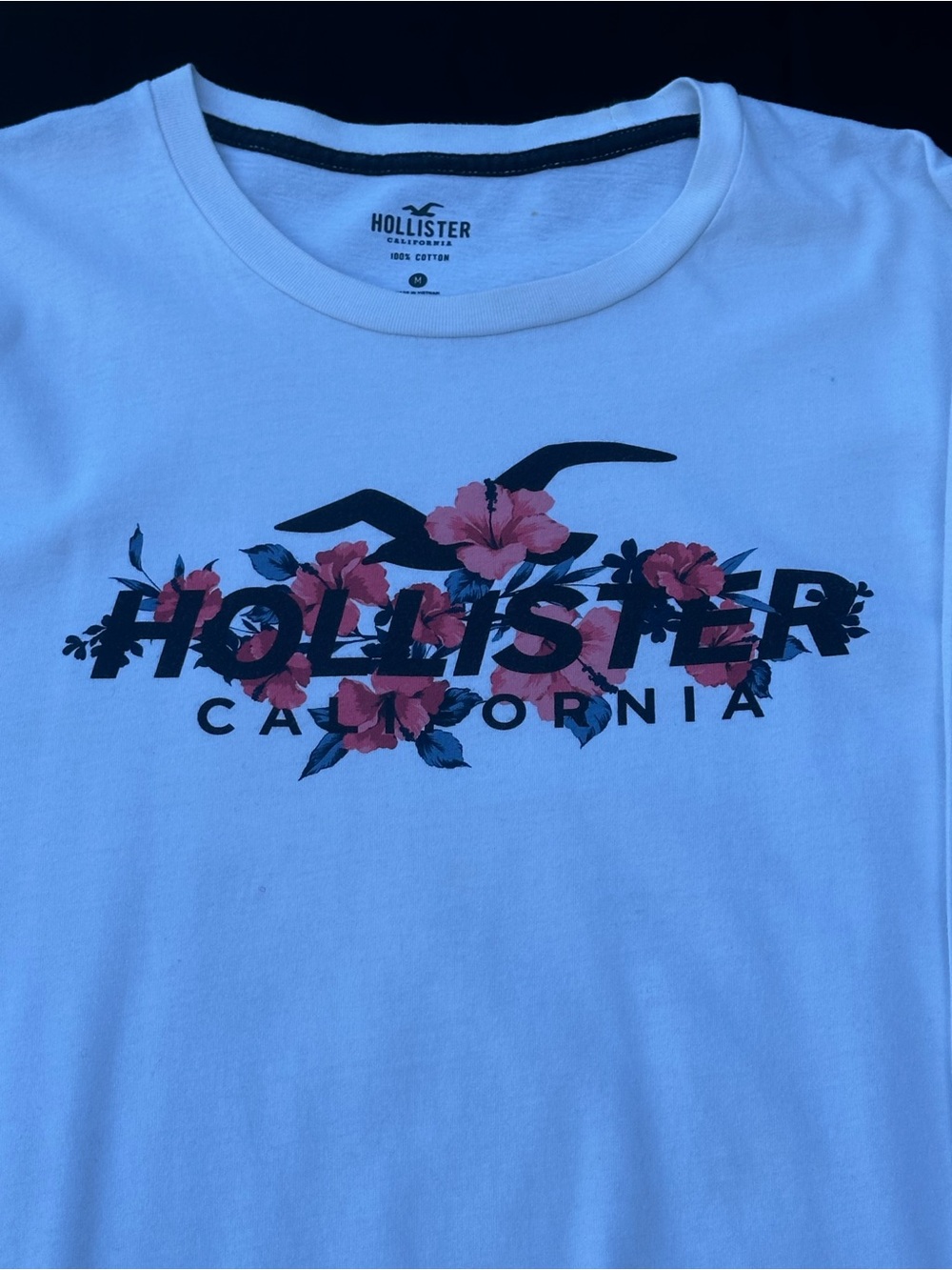 Hollister California Floral Logo Long Sleeve Tee | Women’s | White Graphic Shirt